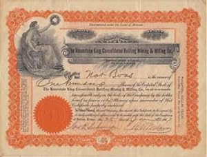 Stock certificate for the Homestake King Consolidated Bullfrog Mining & Milling Co.