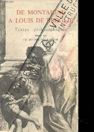 Seller image for CULTURE D'AUJOURDH'HUI - DE MONTAIGNE A LOUIS DE BROGLIE for sale by Le-Livre