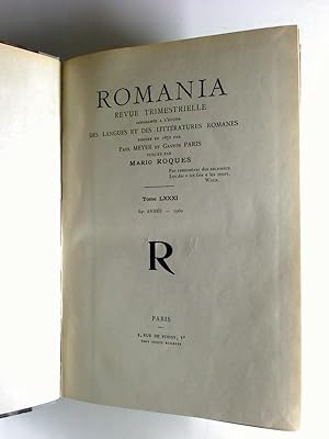 Romania. - Revue trimestrielle. - 89e année / 1960, tome 81 (gebunden in 1 Bd.)