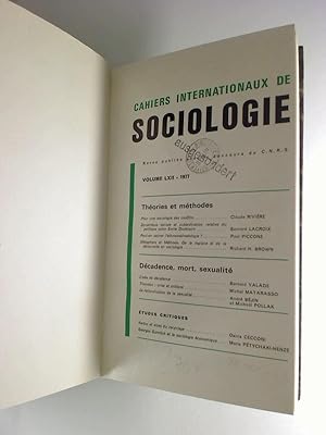 Cahiers internationaux de sociologie. - Vol. 62 u. 63, cahiers double. Nouvelle série 24e année /...