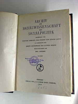ARCHIV FUER SOZIALWISSENSCHAFT UND SOZIALPOLITIK - 59. Band / 1928.