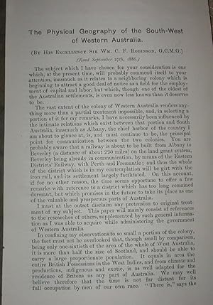 Bild des Verkufers fr The Physical Geography of the South-West of Western Australia - The Rivers of the Nothern Territory of South Australia zum Verkauf von Antiquariat Manfred Velden