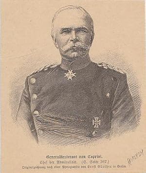 Seller image for Portrt. Brustbild in Uniform. Original - Holzstich aus der Zeitschrift "Gartenlaube" = rckseitig mit Text, 12,5 x 10 cm, 1890. for sale by Antiquariat Michael Eschmann