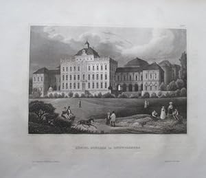 Das königliche Schloss in Ludwigsburg. Original - Stahlstich (anonym), 10,5 x 15 cm, 1847.