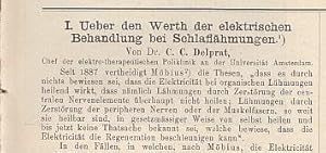 Ueber den Werth der elektrischen Behandlung bei Schlaflähmungen. IN: Deutsche Medicinische Wochen...