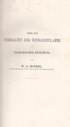 Seller image for ber das Verhalten der Weingeistflamme in elektrischer Beziehung. for sale by Antiquariat Michael Eschmann