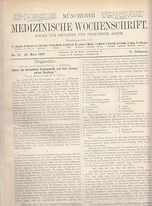 Ueber die einfachsten Eiweisstoffe und ihre fermensative Spaltung. IN: Münchener med. Wochenschri...