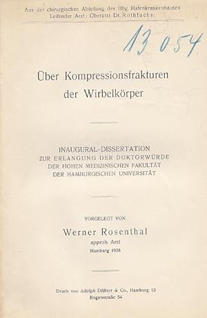 Image du vendeur pour ber Kompressionsfrakturen der Wirbelkrper. Inaugural - Dissertation. mis en vente par Antiquariat Michael Eschmann