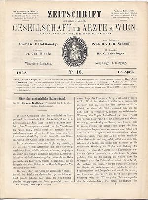 Imagen del vendedor de ber das continuirliche Halsgerusch. IN: Zeitschrift der kaiserl.knigl.Gesellschaft der rzte zu Wien, Heft 16, S. 241-244, 1858. Broschur. a la venta por Antiquariat Michael Eschmann