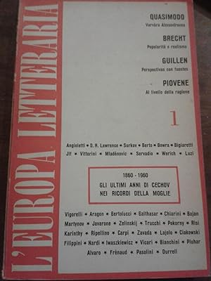 L'EUROPA LETTERARIA. RIVISTA LETTERARIA. ANNO I, N.1, GENNAIO 1960