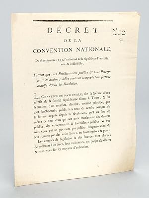 Décret de la Convention Nationale, du 6 Septembre 1793, l'an second de la République Françoise un...