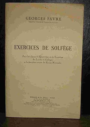 Seller image for EXERCICES DE SOLFEGE for sale by Livres 113