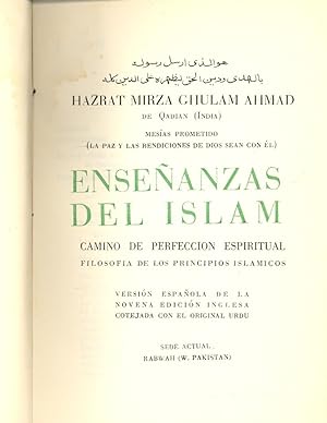 Seller image for ENSEANZAS DEL ISLAM - CAMINO DE PERFECCION ESPIRITUAL, FILOSOFIA DE LOS PRINCIPIOS ISLAMICOS for sale by Libreria 7 Soles