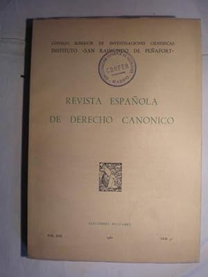 Immagine del venditore per Revista Espaola de Derecho Cannico. N 51 - Septiembre- Diciembre 1962 venduto da Librera Antonio Azorn