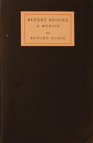 Seller image for Rupert Brooke: a Memoir for sale by Bertram Rota Ltd