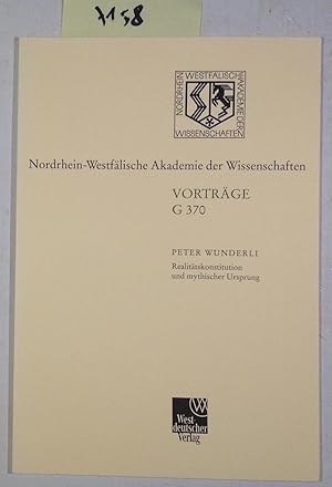 Seller image for Realittskonstitution Und Mythischer Ursprung. Zur Entwicklung Der Italienischen Schriftsprache Von Dante Bis Salviati - Vortrge G 370 for sale by Antiquariat Trger