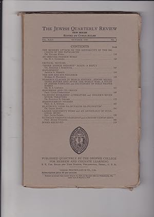 The Jewish Quarterly Review. New Series Volume XXII Number 2. October 1931