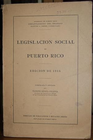 Imagen del vendedor de LEGISLACION SOCIAL DE PUERTO RICO a la venta por Fbula Libros (Librera Jimnez-Bravo)