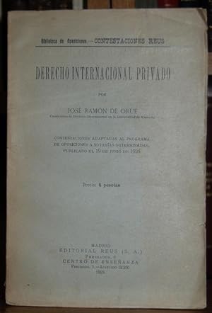 Image du vendeur pour DERECHO INTERNACIONAL PRIVADO. Contestaciones adaptadas al programa de oposiciones a notaras mis en vente par Fbula Libros (Librera Jimnez-Bravo)