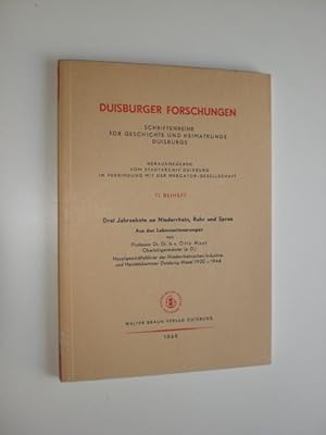 Seller image for Drei Jahrzehnte an Niederrhein, Ruhr und Spree. Aus den Lebenserinnerungen von Prof. Dr. Dr. h.c. Otto Most. (=Duisburger Forschungen 11. Beiheft). for sale by Stefan Kpper