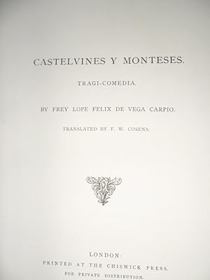 Bild des Verkufers fr Castelvines y Monteses Tragi - Comedia zum Verkauf von Clement Burston Books