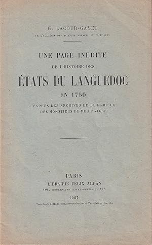 Une page inédite de l'Histoire des Etats du Languedoc en 1750.