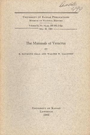 Seller image for The mammals of Veracruz. for sale by Andrew Isles Natural History Books