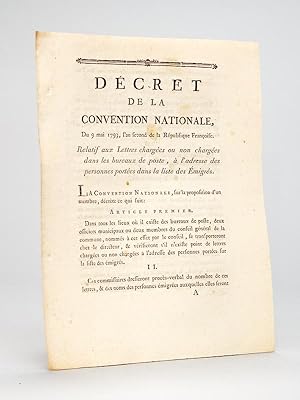 Décret de la Convention Nationale du 9 Mai 1793 Relatif aux Lettres chargées ou non chargées dans...