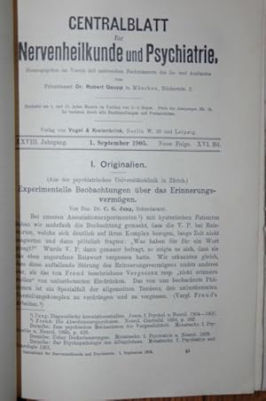 Experimentelle Beobachtungen über das Erinnerungsvermögen. S. 653-666 in: Centralblatt für Nerven...