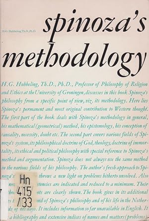 Bild des Verkufers fr Spinoza`s methodology / by H. G. Hubbeling; Philosophia religionis, 11 zum Verkauf von Licus Media