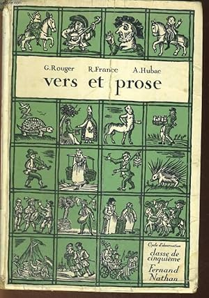 Seller image for VERS ET PROSE. (CYCLE D'OBSRVATION) CLASSE DE CINQUIEME DES LYCEES ET COLLEGES D'ENSEIGNEMENT GENERAL for sale by Le-Livre