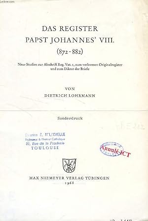 Image du vendeur pour DAS REGISTER PAPST JOHANNES' VIII (872-882) mis en vente par Le-Livre