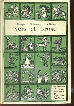 Seller image for VERS ET PROSE. (CYCLE D'OBSRVATION) CLASSE DE CINQUIEME DES LYCEES ET COLLEGES D'ENSEIGNEMENT GENERAL for sale by Le-Livre