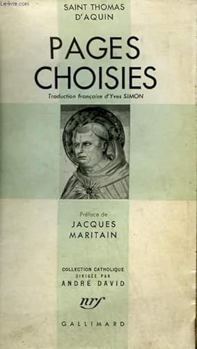 Bild des Verkufers fr PAGES CHOISIES. COLLECTION CATHOLIQUE. zum Verkauf von Le-Livre