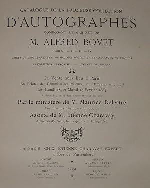 Image du vendeur pour Catalogue de la prcieuse collection d'Autographes composant le Cabinet de M. A. B. Sries I, II, III, IV, V, VI, VII, VIII, IX et X mis en vente par LIVRES ESTAMPES DES BAOUS