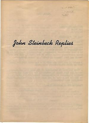John Steinbeck Replies.