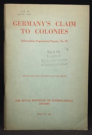 Germany's Claim to Colonies