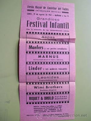 Programa - Program : FIESTA MAYOR 1961 - CASTELLAR DEL VALLES - Festival Infantil