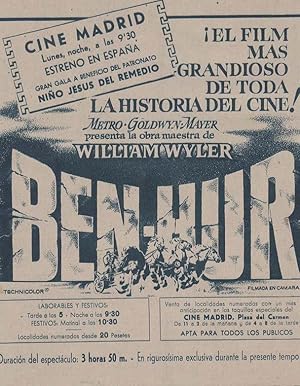 BEN-HUR: Director: William Wyler - Actores: Charlton Heston, Jack Hawkins, Stephen Boyd, Haya Har...