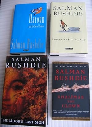 Imagen del vendedor de Salman Rushdie collection: "Haroun and the Sea of Stories" (hc), "Imaginary Homelands" (hc), "The Moor's Last Sigh" (hc), "Shalimar the Clown" (soft cover with Review Card) 1sts/1sts -4 books from "Salman Rushdie" (3 Hardcovers & One Soft cover) a la venta por Nessa Books