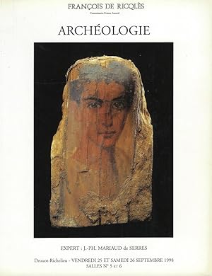 Seller image for Archologie. Ventes aux enchres, 25-26 septembre 1998 for sale by Librairie Archaion