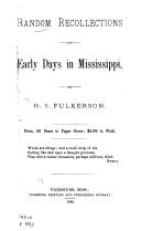 Random Recollections of Early Days in Mississippi