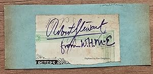 Seller image for Robert Stewart From W H M E + R P Stewart [ INITIALS + SIGNATURE, PURPLE INK HANDWRITING CUT OUT FROM CORNER OF MUSIC SCORE WITH ANOTHER PENCIL SIGNATURE ] for sale by Deightons