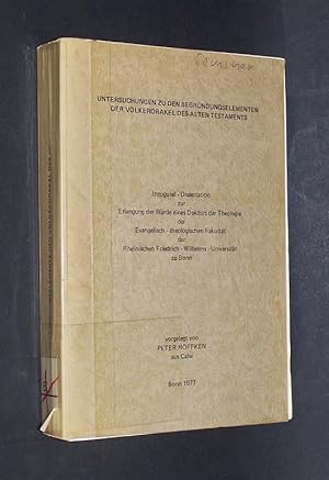 Seller image for Untersuchungen zu den Begrndungselementen der Vlkerorakel des Alten Testaments. Inaugural-Dissertation. Bonn, for sale by Antiquariat Kretzer