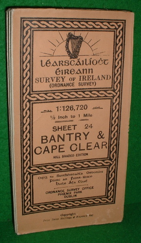 SURVEY OF IRELAND SHEET 24 ORDANCE SURVEY BANTRY & CAPE CLEAR MAP Hill Shaded Edition 1913