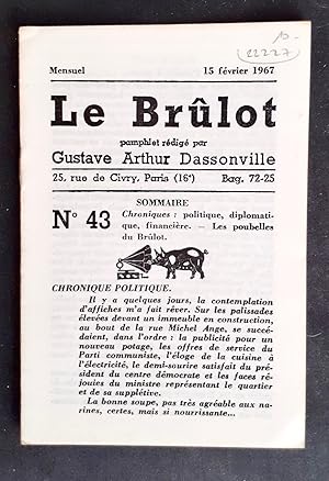 Le Brûlot - N°43 - Pamphlet rédigé par Gustave-Arthur Dassonville - 15 février 1967 -