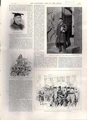Imagen del vendedor de ENGRAVING: "The Prince of Wales at Winchester, and at Dover Harbour" . engraving from The Illustrated News of the World, August 18, 1893 a la venta por Dorley House Books, Inc.