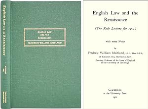 Bild des Verkufers fr English Law and the Renaissance zum Verkauf von The Lawbook Exchange, Ltd., ABAA  ILAB