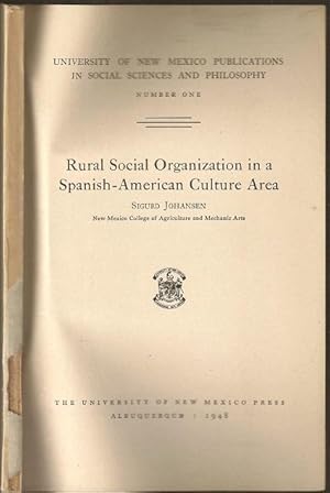 Image du vendeur pour Rural Social Organization in a Spanish-Americn Culture Area mis en vente par The Book Collector, Inc. ABAA, ILAB