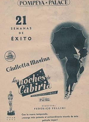 LAS NOCHES DE CABIRIA: Director: Federico Fellini - Actores: Giulietta Masina, Francois Perier, A...